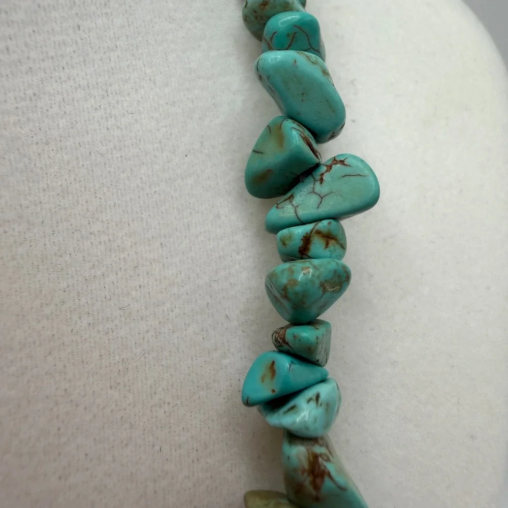 Chunky Red Sponge Coral and Turquoise Nugget Statement Necklace Silver Tone